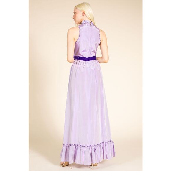 1960's Lavender Taffeta Empire Waist Gown Sz 0/2 - Picture 8 of 8